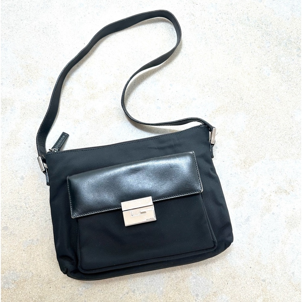 GUCCI Authentic Nylon and Leather Square G bag